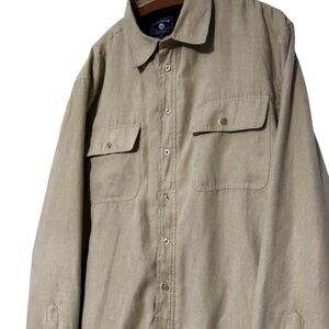 O'kief & O'Kief Men's Faux Suede Polyester Button Down Khaki Light Tan Jacket XL